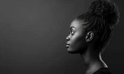 international Women's day background with copy space, woman day holiday, black woman black and white background