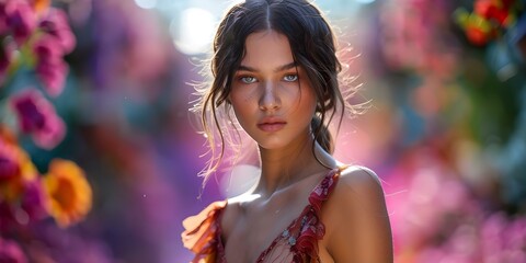 Low Angle View of Model Walking the Runway with Shallow Depth of Field. Concept Fashion Photography, Runway Walk, Shallow Depth of Field, Model Pose, Low Angle View