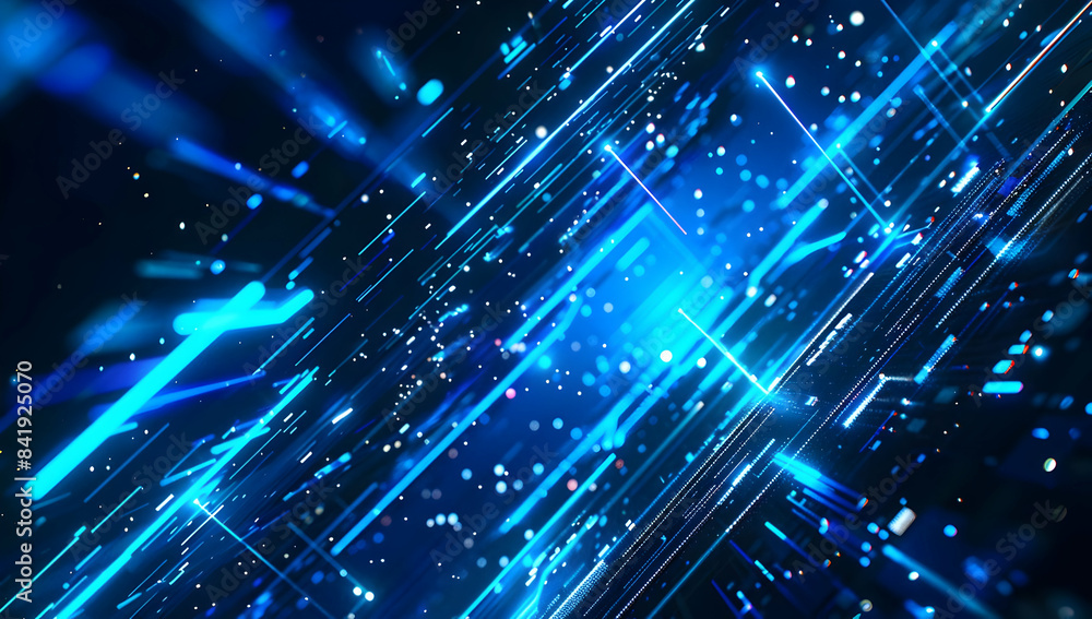 Poster abstract digital blue background with glowing lines and particles. futuristic technology design, ide