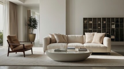 Stylish living room design with modern decor and artistic elements