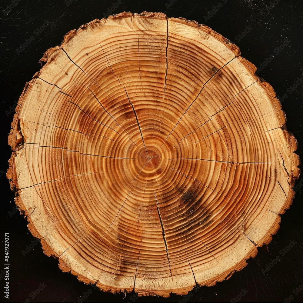Poster close-up of tree trunk cross-section. generative ai
