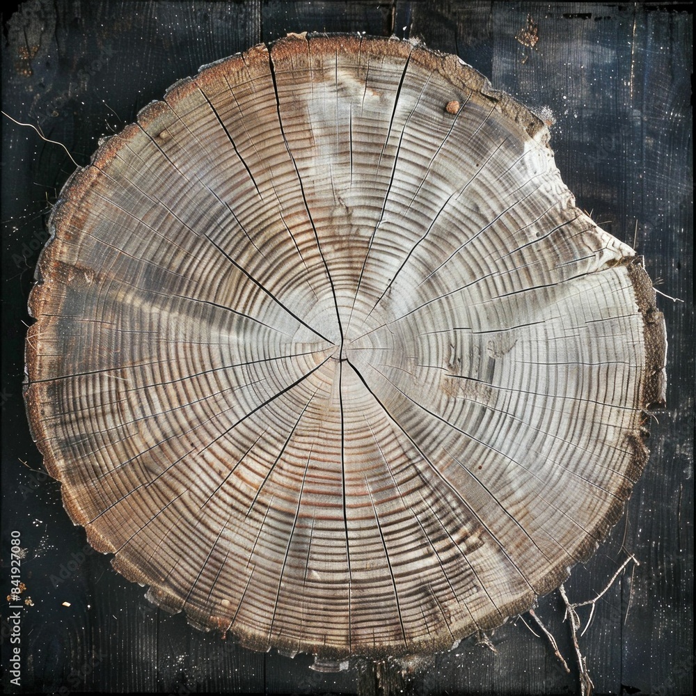 Poster close-up of tree trunk cross-section. generative ai