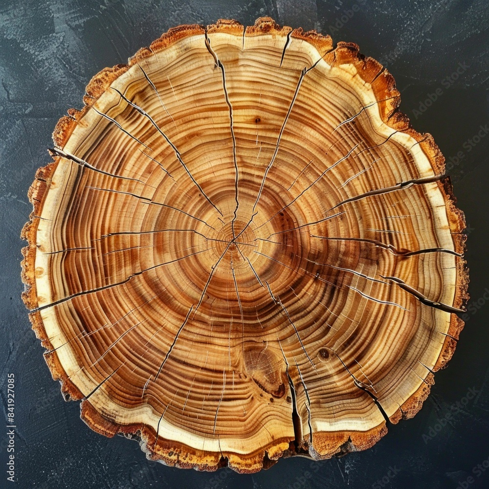 Poster close-up of tree trunk cross-section. generative ai
