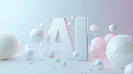 White Glossy Surface Artificial Intelligence concept art poster.