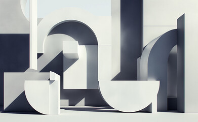 Abstract geometric shapes and structures in earthy tones and soft light.