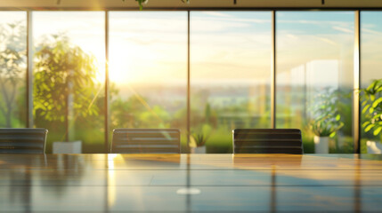 Fototapeta premium Blurred background image of modern office meeting room, business concept