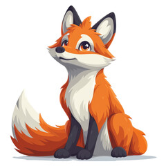 Obraz premium Minimalist Flat Design Fox Illustration on Transparent Background - Front View