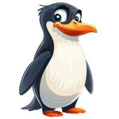 Naklejka premium Quirky Cartoon Penguin with Vibrant Colors on Transparent Background - Side View Illustration for Children's Designs