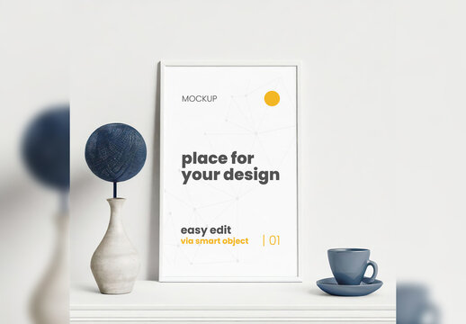 Simple and Elegant Deco Poster Frame Mockup Generative Ai