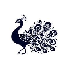 Peacock silhouette Clip art isolated vector illustration on white background