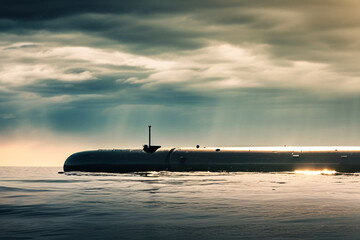 generic-military-nuclear-submarine-floating-in-the-middle-of-the-ocean-while-shooting-an-undersea