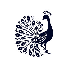 Peacock silhouette Clip art isolated vector illustration on white background