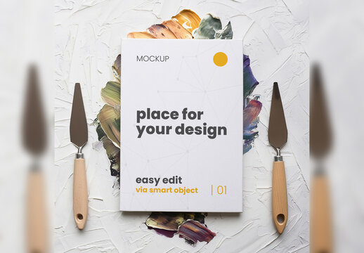 Simple Poster Mockup Artistic Spatula Background Generative Ai