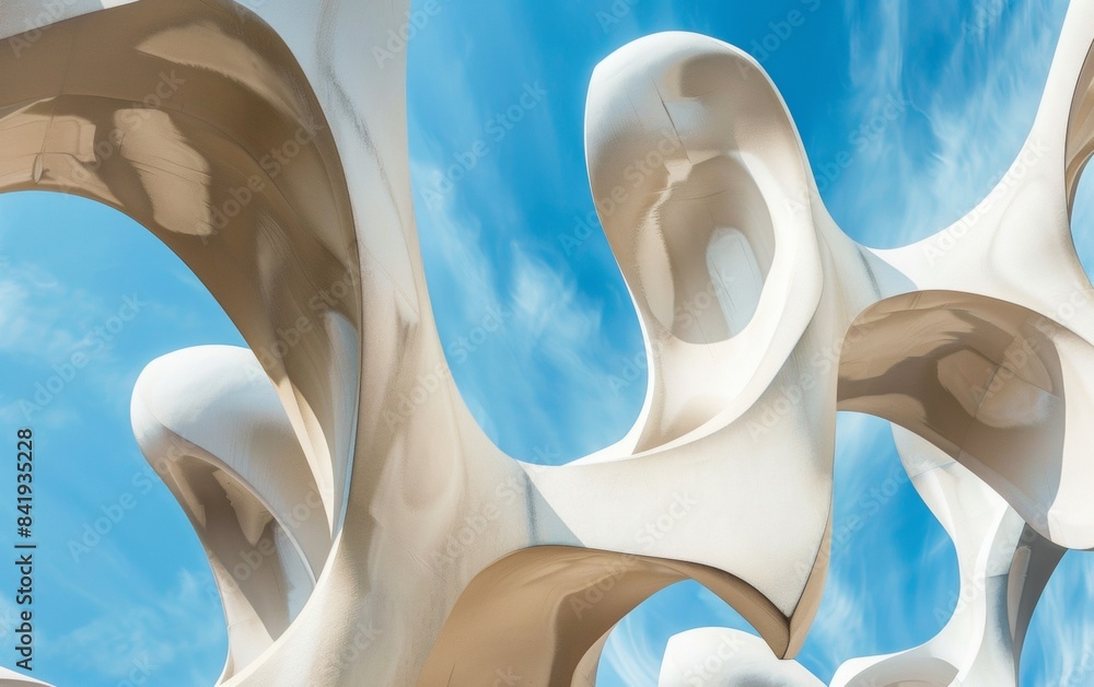 Aufkleber artistic low-angle view of abstract sculptures against a sky blue background, captured in daylight w
