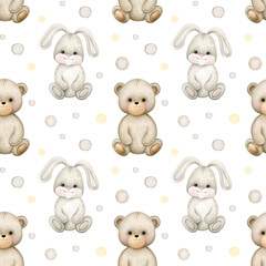 Seamless pattern with cute animals.