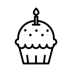 Cupcake line icon. Cupcake icon. Cake icon isolated on white background. Transparent background, minimalist symbol. Vector images