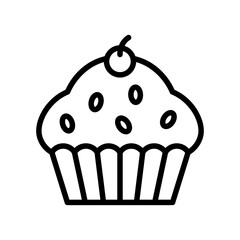 Cupcake line icon. Cupcake icon. Cake icon isolated on white background. Transparent background, minimalist symbol. Vector images