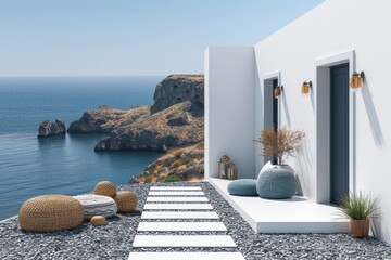 Fototapeta premium A traditional Greek island house with white walls