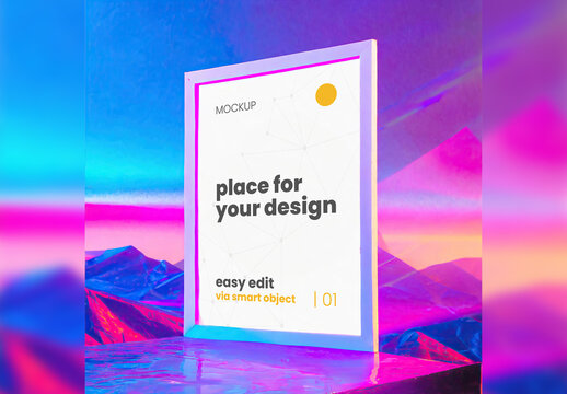Single page frame poster Mockup Consciousness dimension landscape colorful background 06 Generative Ai
