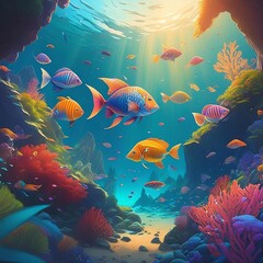 Fototapeta premium The sea world where fish swim