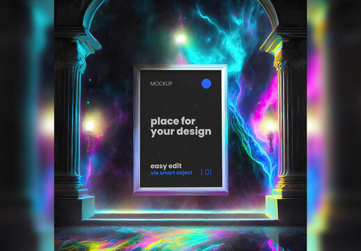 Space Galaxy Stars Poster Frame Mockup Science Fiction 10 Generative Ai