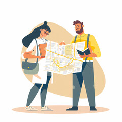 Couple looking at a map together