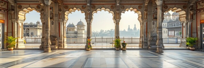  A traditional Indian palace with ornate decorations