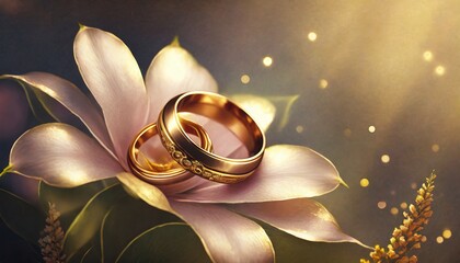wedding rings and flower