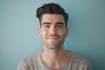 Fototapeta premium A close up portrait of a young man with a subtle smile