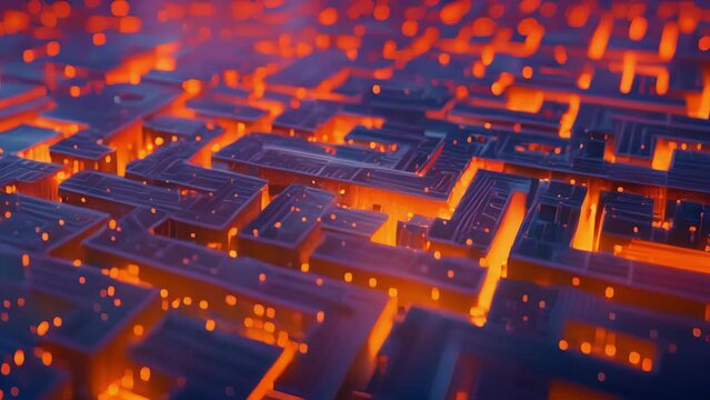 A digital labyrinth with multiple paths that converge and diverge as the algorithm optimizes itself to find the best solution.