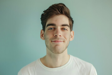 Fototapeta premium A close up portrait of a young man with a subtle smile