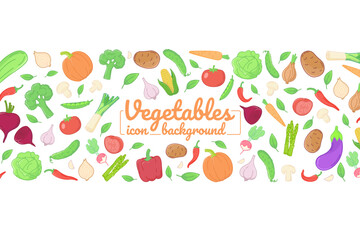 Vegetables flat icons. illustration, card, posters, banners. Horizontal background.
