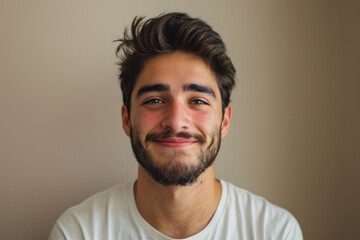 Fototapeta premium A close up portrait of a young man with a subtle smile