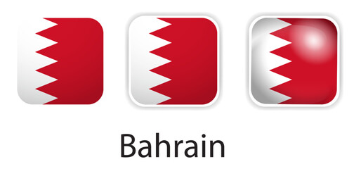 Bahrain flag vector icons set in the shape of rounded square