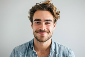 Obraz premium A close up portrait of a young man with a subtle smile
