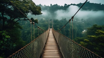 Obraz premium suspension bridge in the mountains