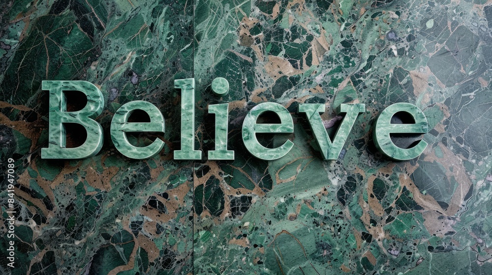 Wall mural Green Marble Hope and Faith concept art poster.