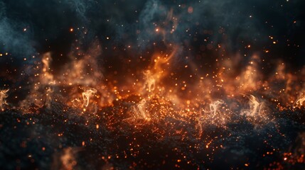 Fototapeta premium close up of fire flames on black background 