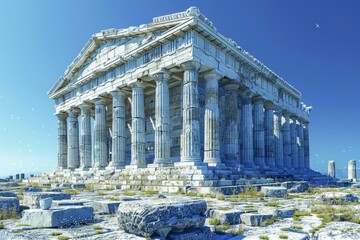 Obraz premium An ancient Greek temple with tall columns