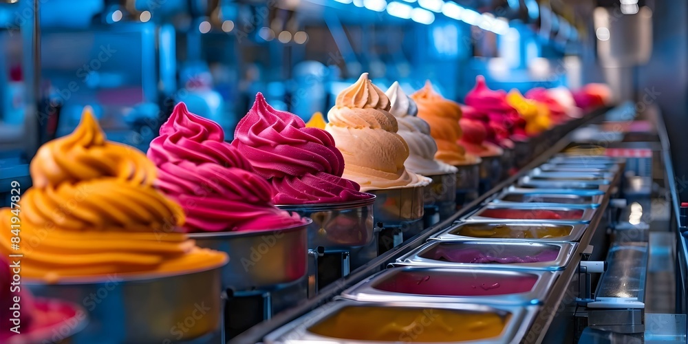 Poster efficient and consistent manufacturing at an automated ice cream factory. concept automation, manufa