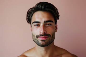 Obraz premium A close up portrait of a young man with a subtle smile