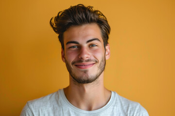 Obraz premium A close up portrait of a young man with a subtle smile
