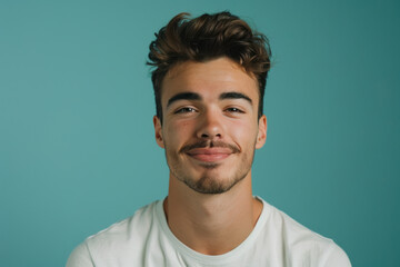 Fototapeta premium A close up portrait of a young man with a subtle smile