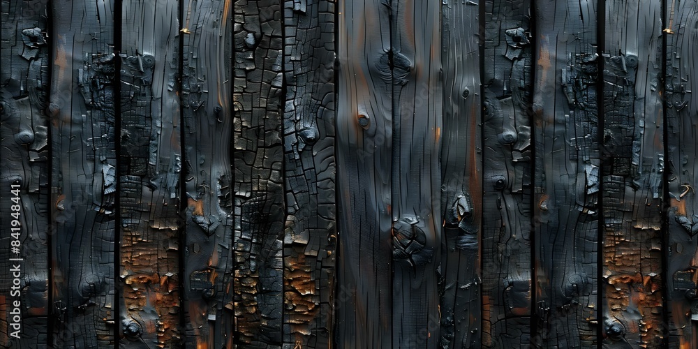 Poster abstract charred wood texture background with dark scorched timber pattern. concept textured backgro