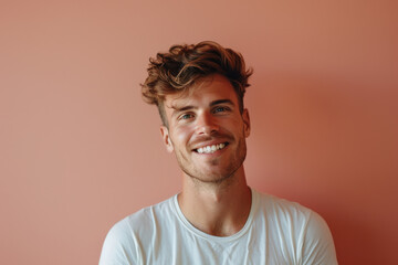 Fototapeta premium A close up portrait of a young man with a subtle smile