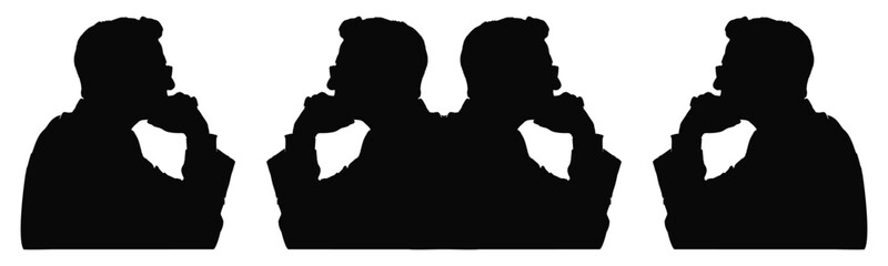 Close-Up Silhouette of a Side View Person with Hand Supporting Chin