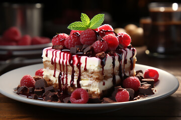 Indulgent chocolate raspberry dessert 
