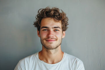 Fototapeta premium A close up portrait of a young man with a subtle smile