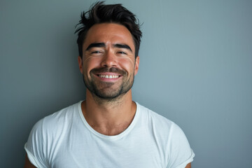 Fototapeta premium A close up portrait of a young man with a subtle smile