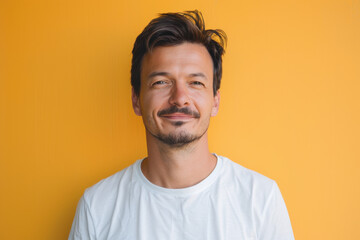 Obraz premium A close up portrait of a young man with a subtle smile